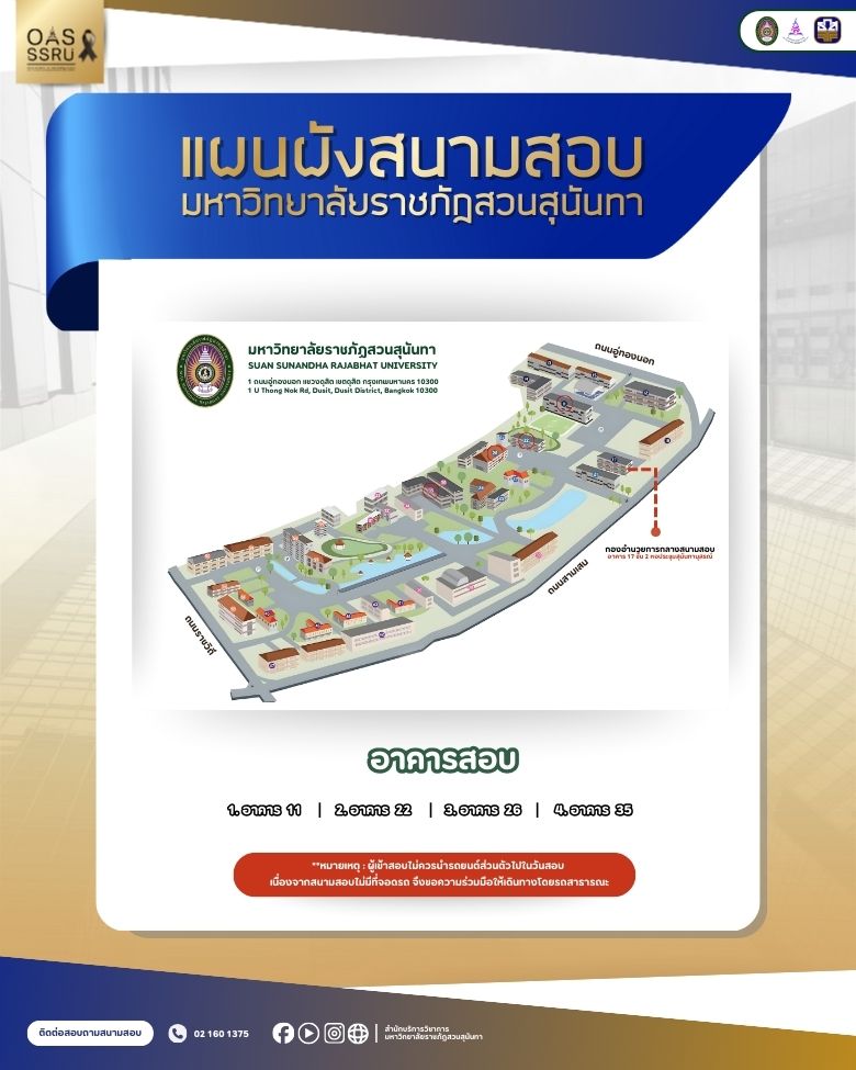 Examination venue map, Suan Sunandha Rajabhat University, for the ...